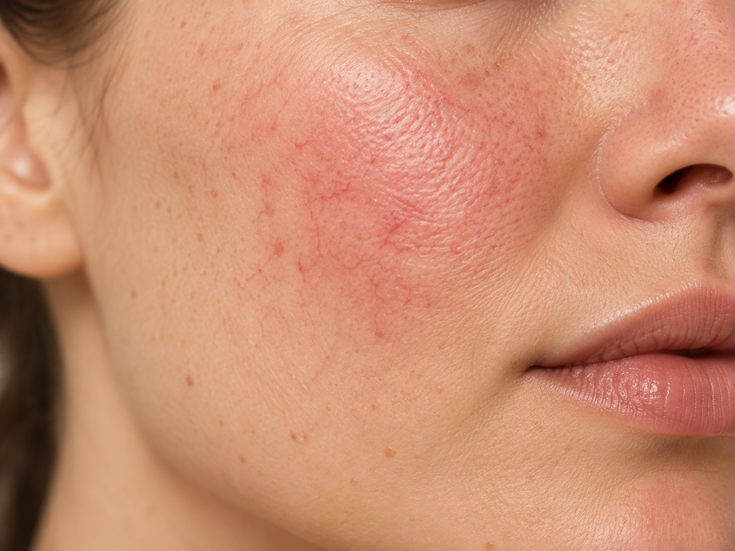 Large pores and uneven texture